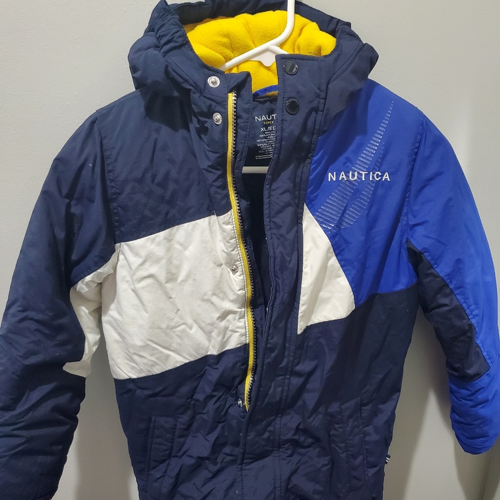 Boys nautica winter coat jacket hood size XL Blue 7